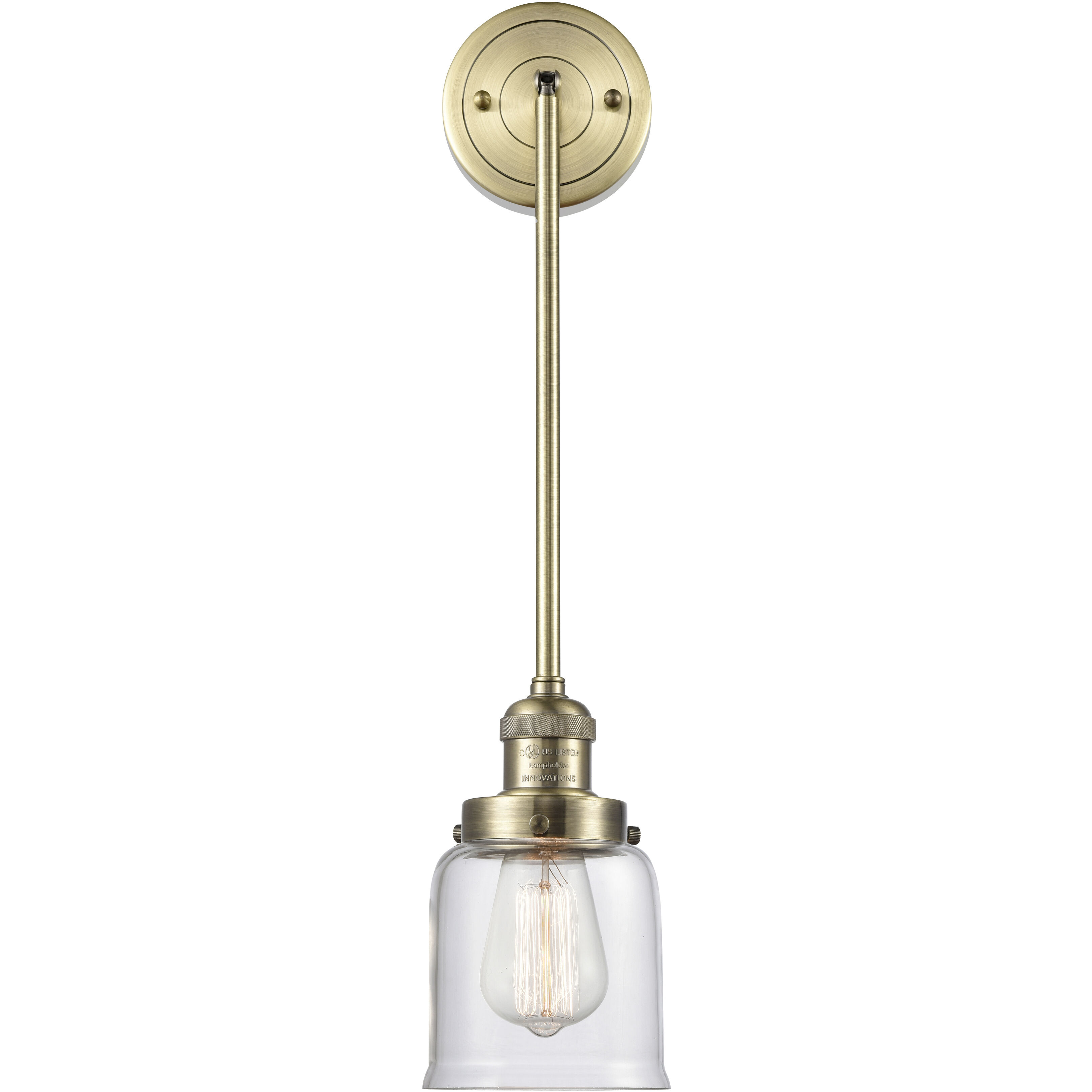 Franklin Restoration Bell 1 Light 5 inch Antique Brass Mini Pendant Ceiling Light in Incandescent, Clear, Franklin Restoration