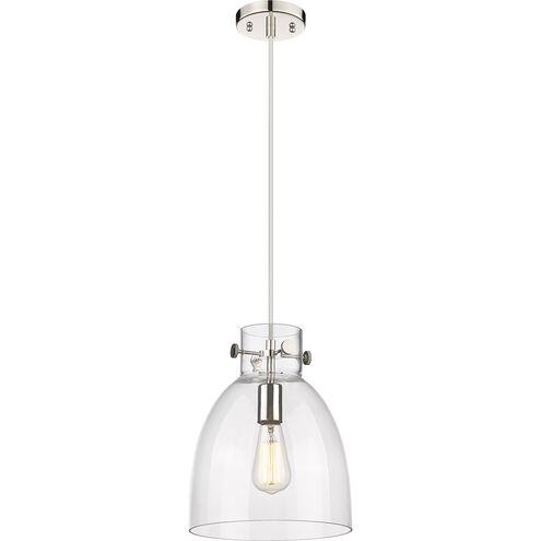 Downtown Urban Newton Bell 1 Light 10 inch Polished Nickel Pendant Ceiling Light in Clear