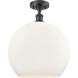 Edison Athens 1 Light 13.75 inch Matte Black Semi-Flush Mount Ceiling Light in Matte White Glass