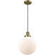Franklin Restoration Beacon 1 Light 10 inch Brushed Brass Mini Pendant Ceiling Light in Incandescent, Matte White, Franklin Restoration