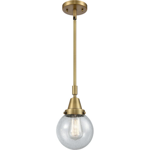 Beacon 1 Light 6 inch Brushed Brass Mini Pendant Ceiling Light in Seedy Glass
