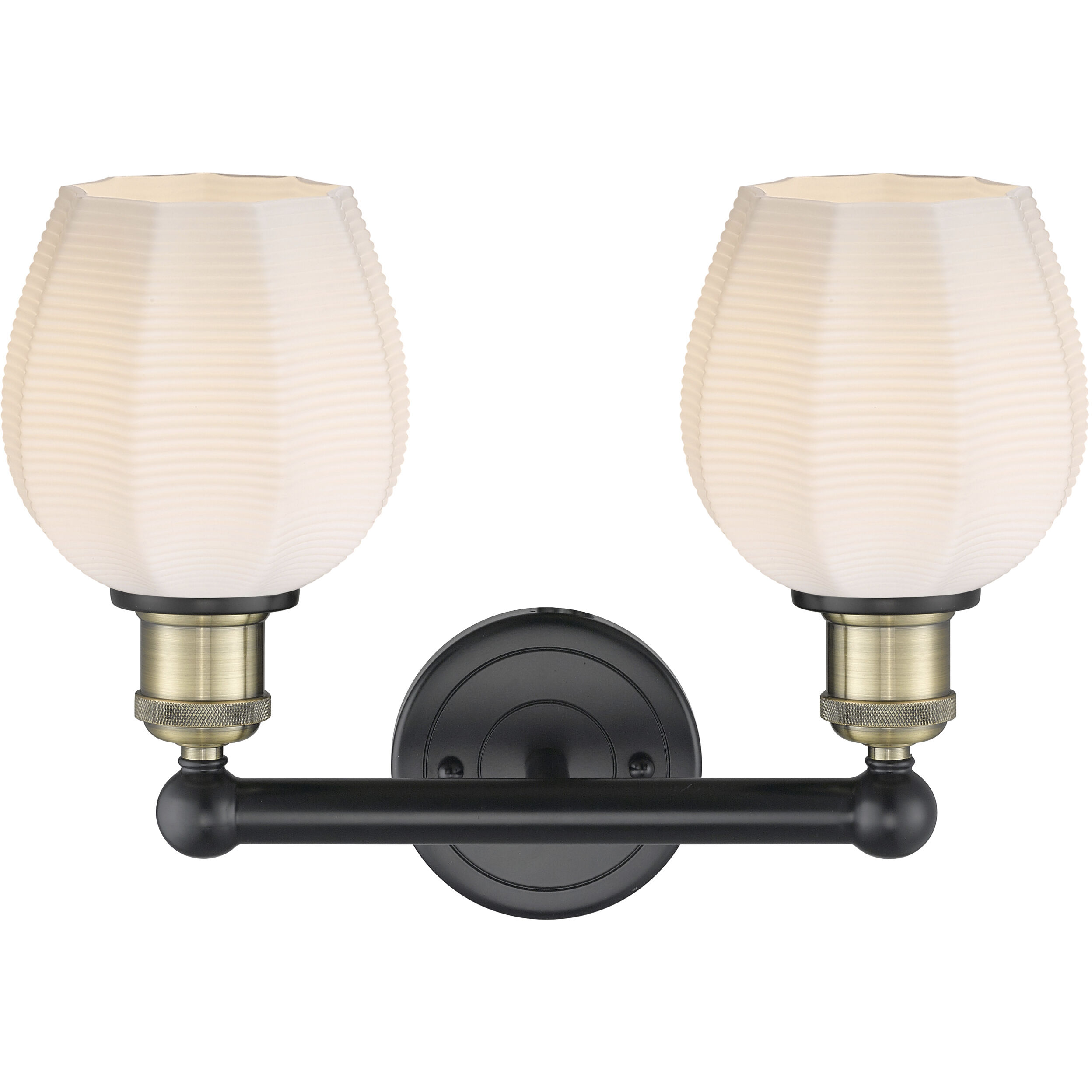 Norfolk 2 Light 14.75 inch Black Antique Brass Bath Vanity Light Wall Light in Matte White