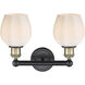 Norfolk 2 Light 14.75 inch Black Antique Brass and Matte White Bath Vanity Light Wall Light