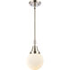 Franklin Restoration Beacon 1 Light 6 inch Polished Nickel Mini Pendant Ceiling Light in Matte White Glass