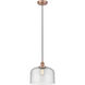 Edison Bell LED 12 inch Antique Copper Mini Pendant Ceiling Light in Seedy Glass