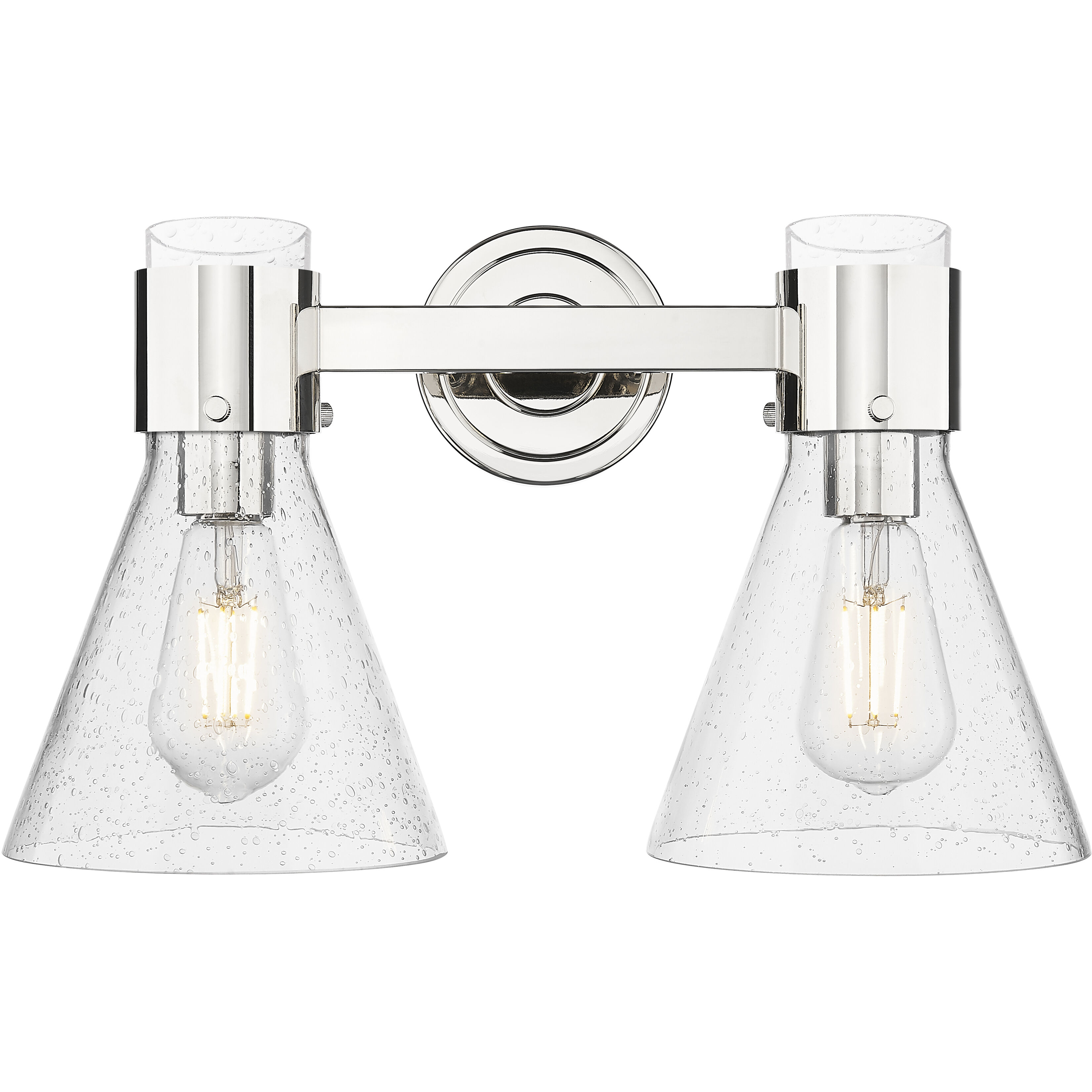 Lawton Cone 2 Light 15.5 inch Polished Nickel Bath Vanity Light Wall Light in Seedy Glass