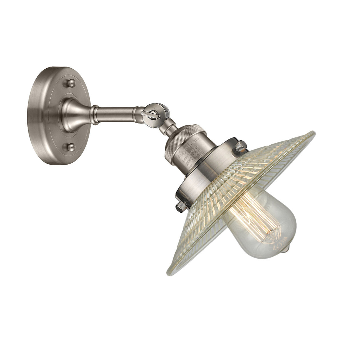 Franklin Restoration Halophane 1 Light 9 inch Brushed Satin Nickel Sconce Wall Light in Clear Halophane Glass, Franklin Restoration