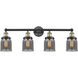 Bell 4 Light 33.5 inch Black Antique Brass Bath Vanity Light Wall Light in Plated Smoke Glass, Small