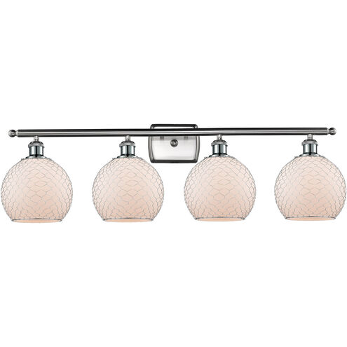 Ballston Farmhouse Chicken Wire 4 Light 36 inch Brushed Satin Nickel Bath Vanity Light Wall Light, Ballston