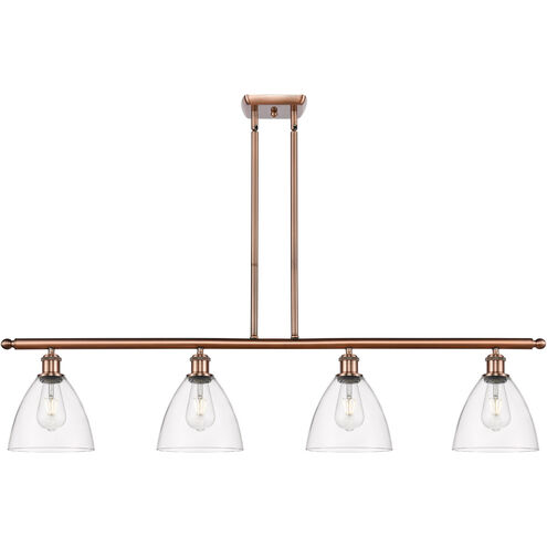 Ballston Ballston Dome 4 Light 48 inch Antique Copper Island Light Ceiling Light in Clear Glass