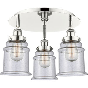 Canton 3 Light 17.75 inch Polished Nickel Flush Mount Ceiling Light in Seedy
