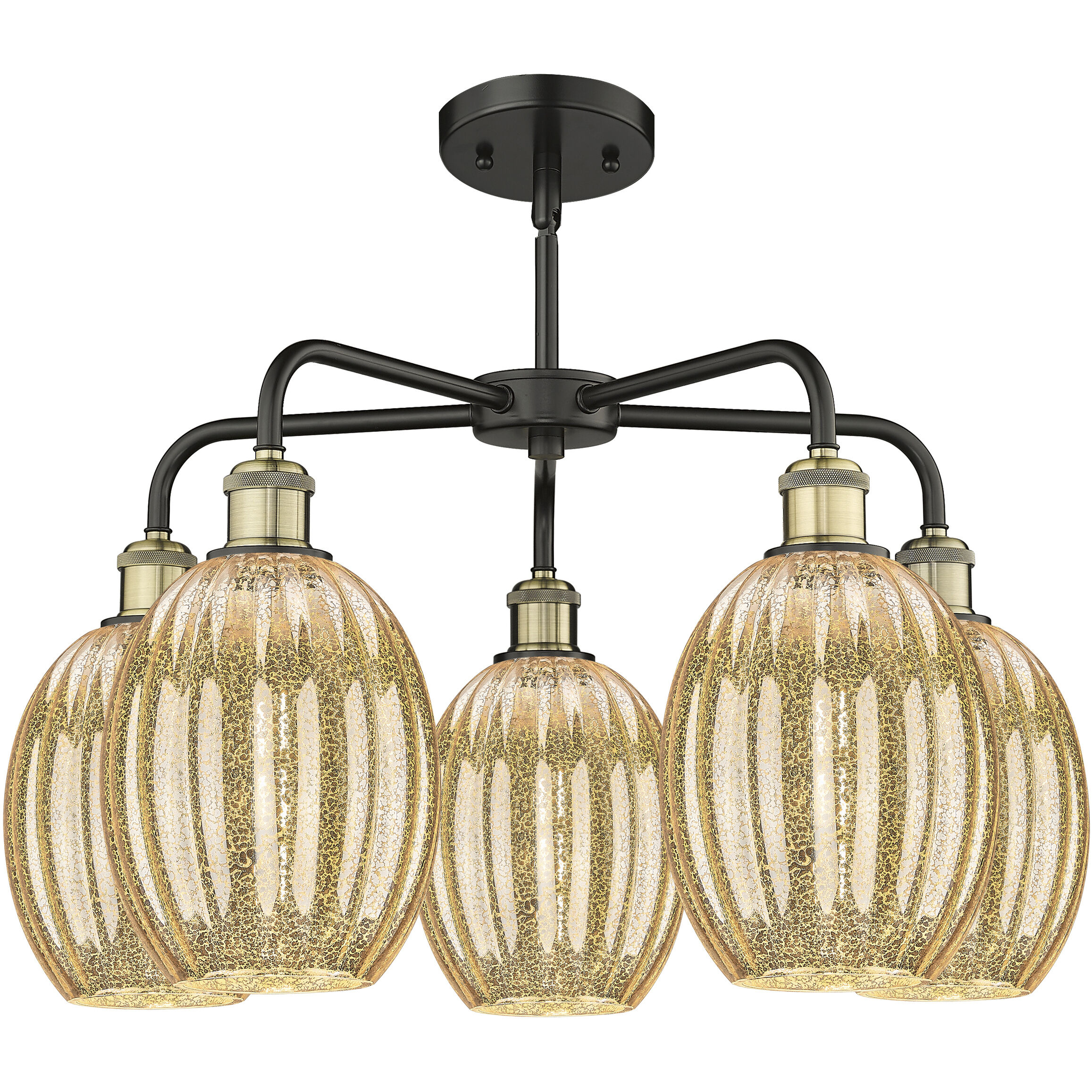 Ballston Preston 5 Light 24.75 inch Black Antique Brass Chandelier Ceiling Light in Mercury
