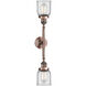 Franklin Restoration Small Bell 2 Light 16 inch Antique Copper Bath Vanity Light Wall Light in Clear Glass, Franklin Restoration