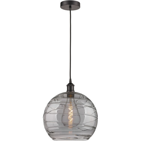Edison Athens Deco Swirl 1 Light 14 inch Oil Rubbed Bronze Pendant Ceiling Light