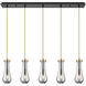 Owego 5 Light 35.5 inch Champagne Bronze Linear Pendant Ceiling Light in Light Smoke Glass
