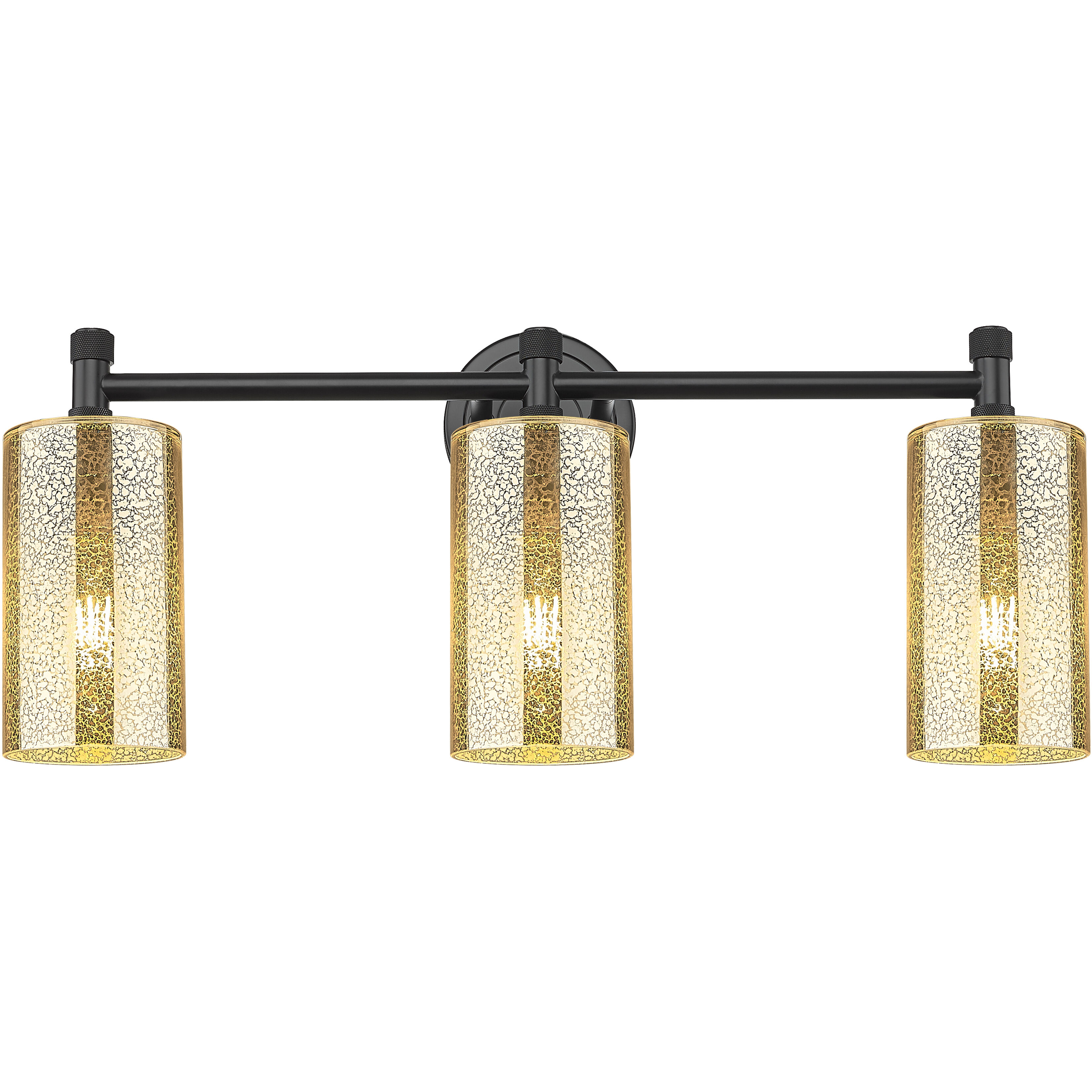 Downtown Urban Crown Point 3 Light 23.88 inch Matte Black Bath Vanity Light Wall Light in Mercury