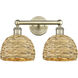 Edison Woven Rattan 2 Light 17 inch Antique Brass Bath Vanity Light Wall Light