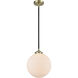Nouveau Beacon 1 Light 10 inch Black Antique Brass Mini Pendant Ceiling Light in Incandescent, Matte White, Nouveau