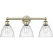 Bristol Glass 3 Light 25.5 inch Antique Brass Bath Vanity Light Wall Light in Seedy