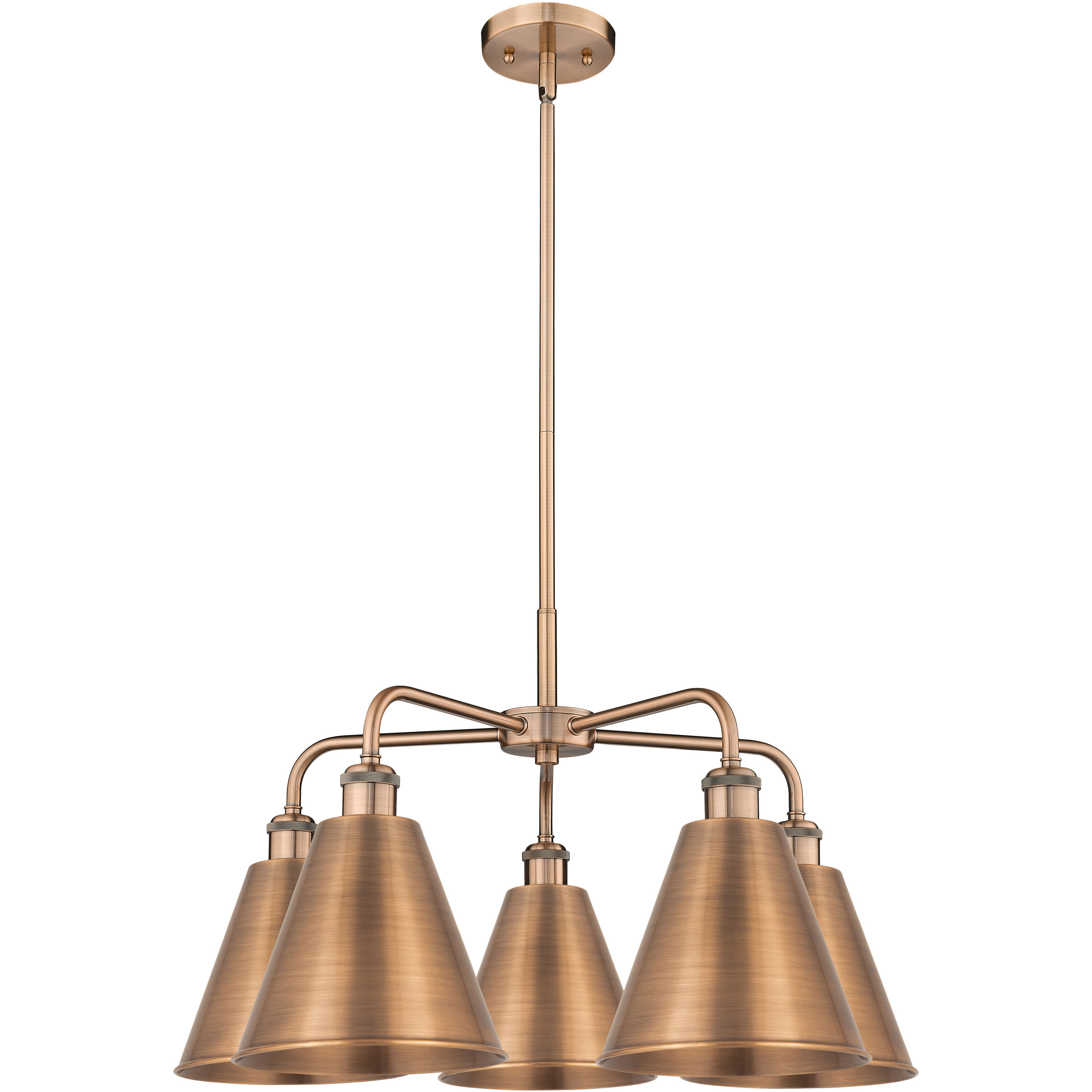 Ballston Cone 5 Light 26 inch Antique Copper Chandelier Ceiling Light