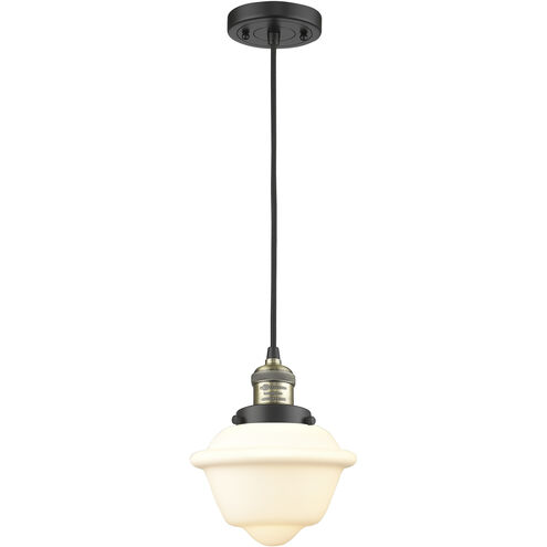 Franklin Restoration Oxford 1 Light 7.5 inch Black Antique Brass Mini Pendant Ceiling Light in Incandescent, Matte White, Franklin Restoration