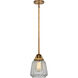 Nouveau 2 Chatham LED 6 inch Brushed Brass Mini Pendant Ceiling Light in Clear Glass