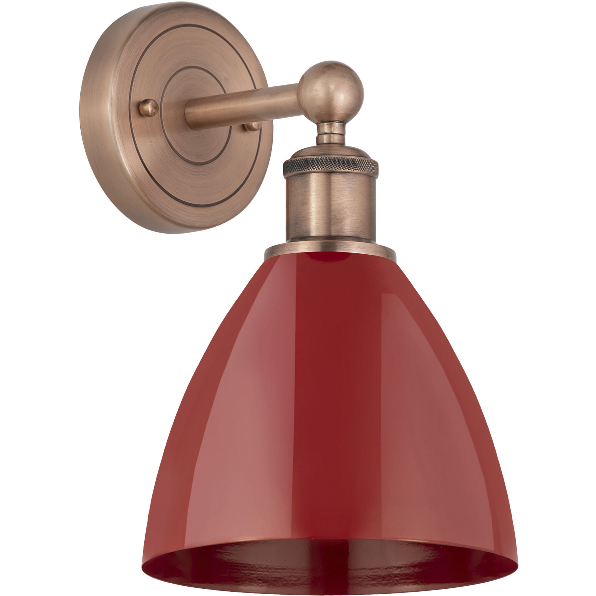 Plymouth Dome Sconce Wall Light in Antique Copper, Red, Cone
