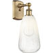 Ballston Brookhaven Almond Armed Sconce Wall Light in Brushed Brass, Opal Glass