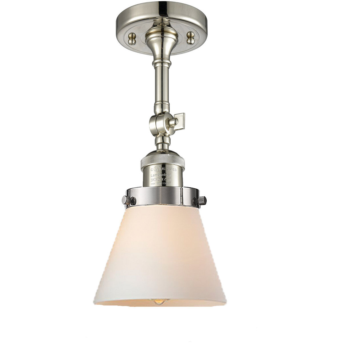 Franklin Restoration Small Cone 1 Light 6 inch Polished Nickel Sconce Wall Light in Matte White Glass, Franklin Restoration