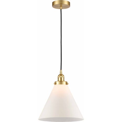Edison Cone 1 Light 12 inch Satin Gold Mini Pendant Ceiling Light