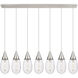 Malone 7 Light 49.75 inch Polished Nickel Linear Pendant Ceiling Light in Striped Clear Glass