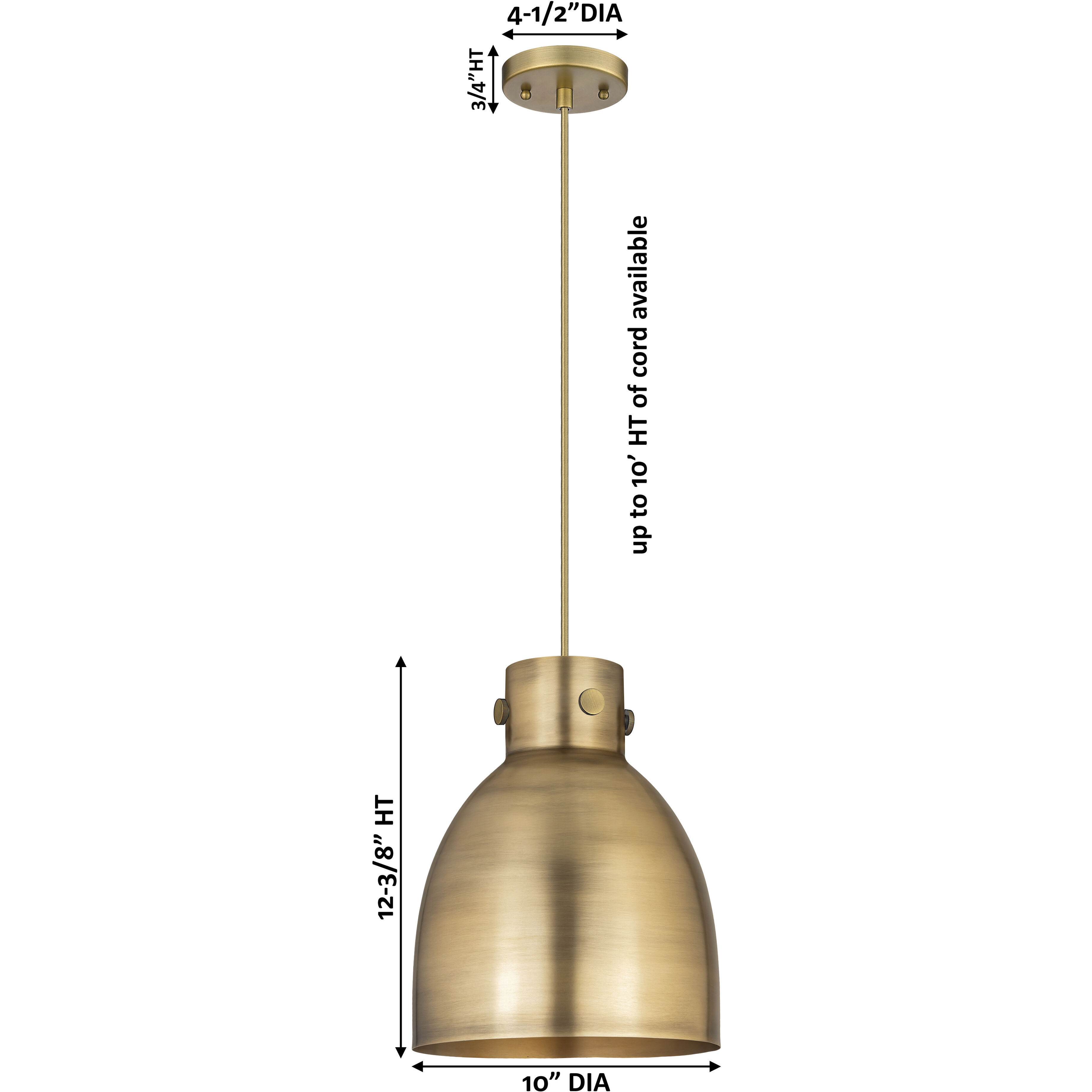 Newton Bell 1 Light 10 inch Satin Nickel Cord Hung Pendant Ceiling Light