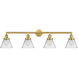 Franklin Restoration Large Cone LED 44 inch Satin Gold Bath Vanity Light Wall Light in Clear Glass, Franklin Restoration