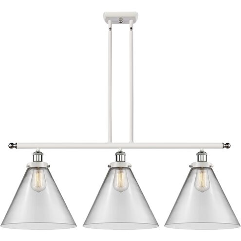 Ballston X-Large Cone LED 36 inch White and Polished Chrome Island Light Ceiling Light in Clear Glass