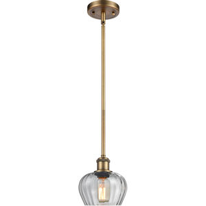 Ballston Fenton LED 7 inch Brushed Brass Pendant Ceiling Light in Clear Glass, Ballston