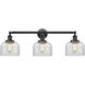 Franklin Restoration Large Bell 3 Light 32 inch Oil Rubbed Bronze Bath Vanity Light Wall Light in Clear Glass, Franklin Restoration