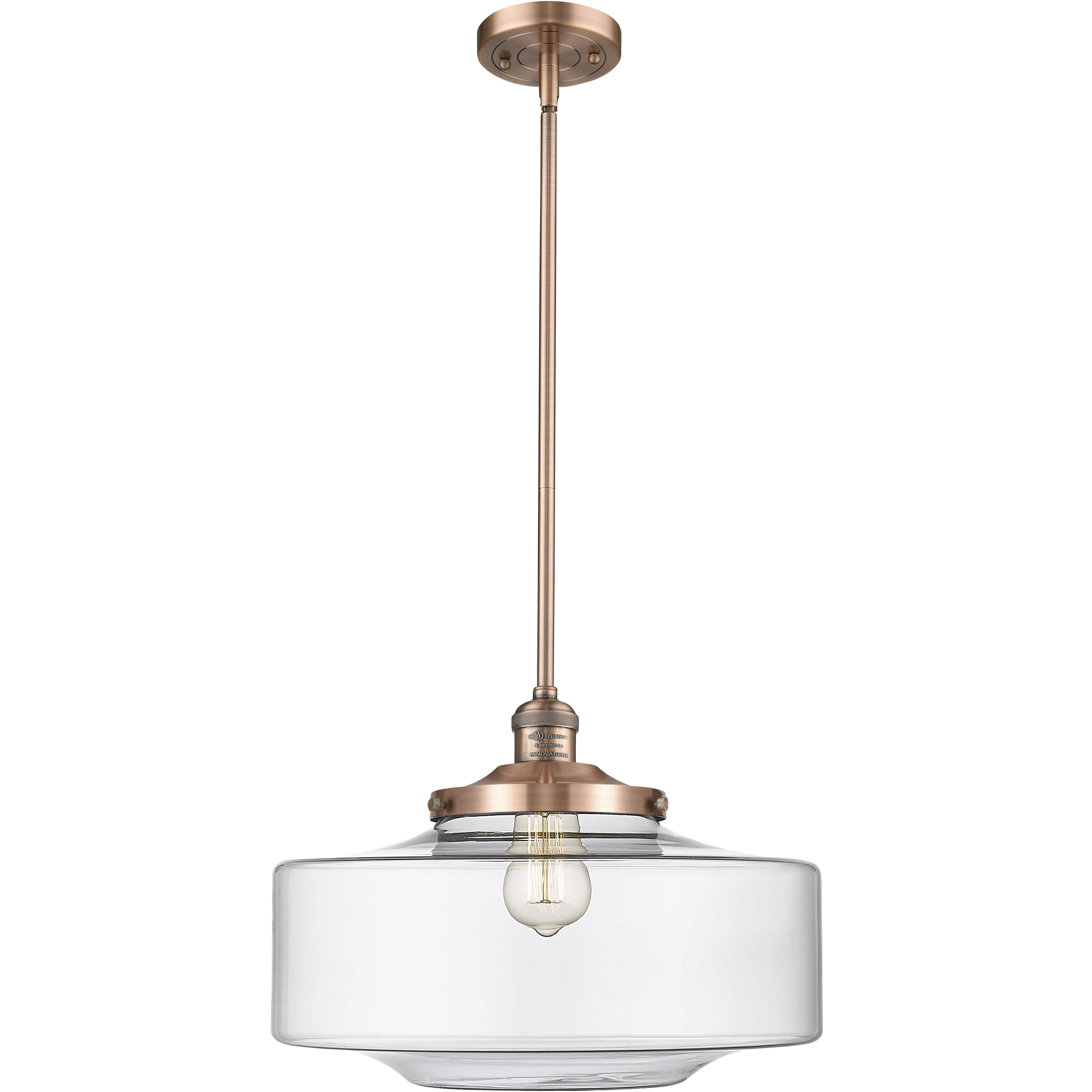 Franklin Restoration Bridgeton 1 Light 11.75 inch Antique Copper Mini Pendant Ceiling Light in Incandescent, Clear