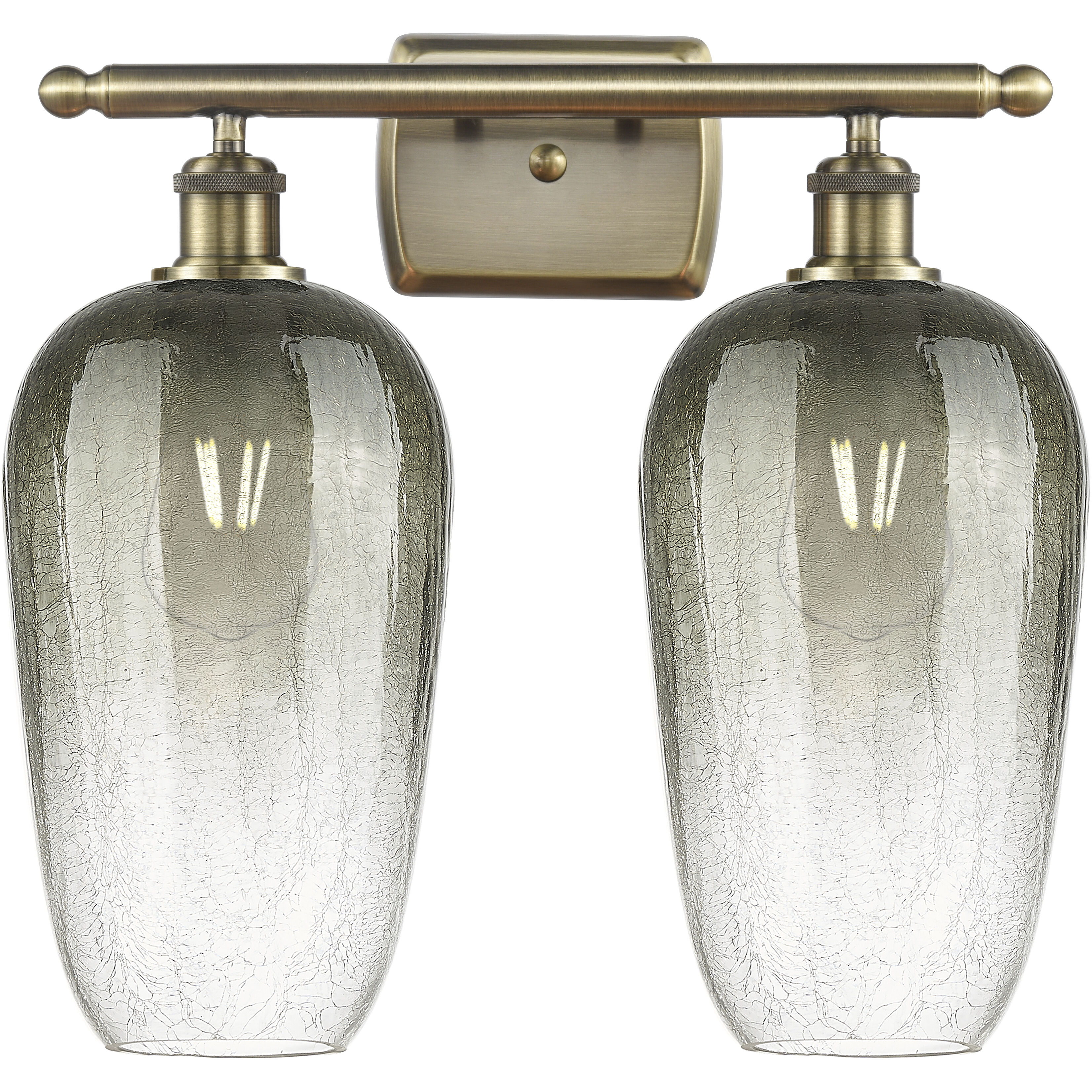 Ballston Brookhaven Flute 2 Light 17 inch Antique Brass Bath Vanity Light Wall Light in Slate Glass