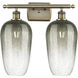 Ballston Brookhaven Flute 2 Light 17 inch Antique Brass Bath Vanity Light Wall Light in Slate Glass