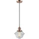 Franklin Restoration Oxford 1 Light 7.5 inch Antique Copper Mini Pendant Ceiling Light in Incandescent, Clear, Franklin Restoration