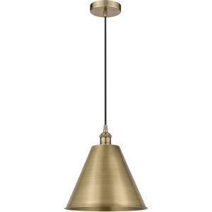 Edison Cone 1 Light 12 inch Antique Brass Mini Pendant Ceiling Light