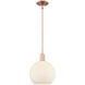 Arcadia Athens 1 Light 10 inch Antique Copper Mini Pendant Ceiling Light in Matte White