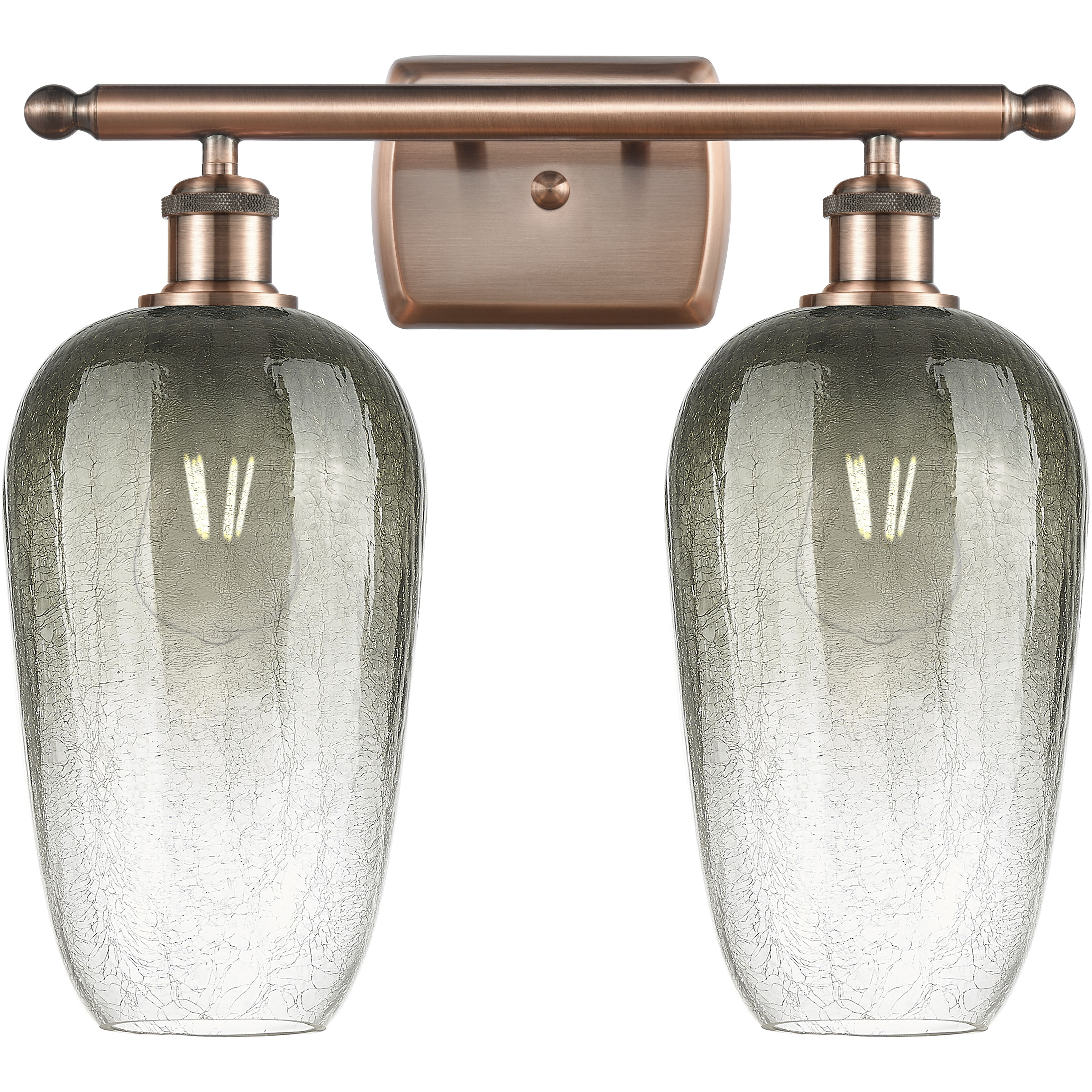Ballston Brookhaven Flute 2 Light 17 inch Antique Copper Bath Vanity Light Wall Light in Slate Glass