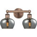 Fenton 2 Light 15.5 inch Antique Copper and Plated Smoke Bath Vanity Light Wall Light