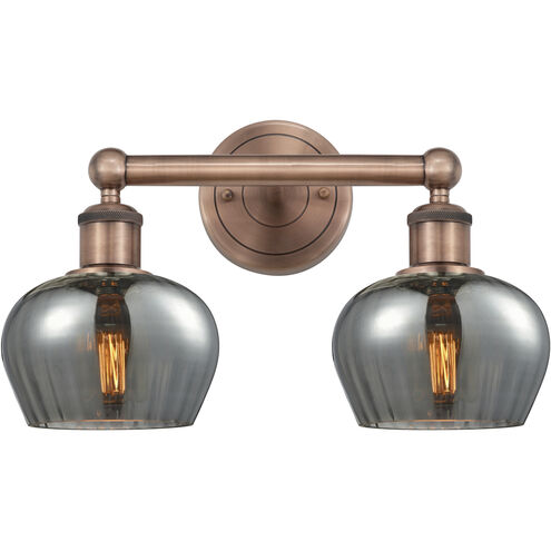 Fenton 2 Light 15.5 inch Antique Copper and Plated Smoke Bath Vanity Light Wall Light