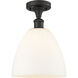 Edison Bristol Glass 1 Light 9 inch Oil Rubbed Bronze Semi-Flush Mount Ceiling Light in Matte White Glass
