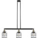 Franklin Restoration Small Bell Cage LED 38.5 inch Black Antique Brass Island Light Ceiling Light in Clear Glass, Franklin Restoration