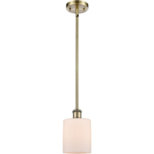 Ballston Cobbleskill LED 5 inch Antique Brass Pendant Ceiling Light in Matte White Glass, Ballston