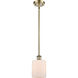 Ballston Cobbleskill LED 5 inch Antique Brass Pendant Ceiling Light in Matte White Glass, Ballston