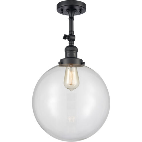 Franklin Restoration XX-Large Beacon 1 Light 12 inch Matte Black Semi-Flush Mount Ceiling Light in Clear Glass, Franklin Restoration